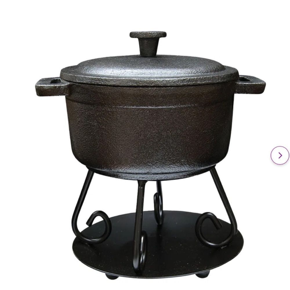 Cast Iron Bean Pot Tea light Candle Wax Tart Warmer Caldroun with Lid